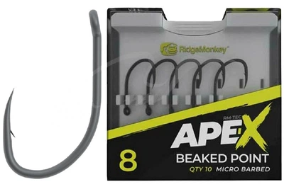 Крючки RidgeMonkey Ape-X Beaked Point с бородкой №8 (10 шт/уп) (6117001003)