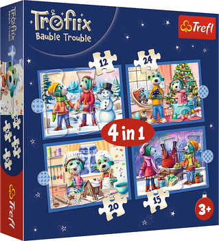 Puzzle 4w1 Trefl W Trefliksie pada śnieg 71 element 34657 (5900511346572)