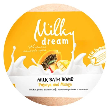 Бомбочка для ванн Milky Dream Папая и манго с молочными протеинами и маслом льна 100г