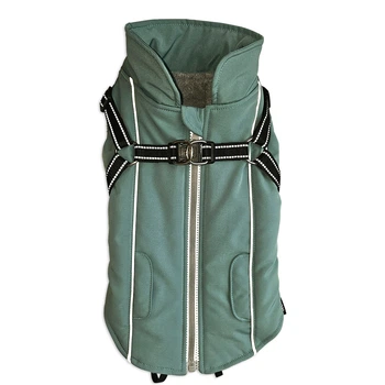 Утепленное пальто для собак со вшитой светоотражающей шлеей Lika 2 in 1 Dog Coat Nobby Бирюзовый 20 см