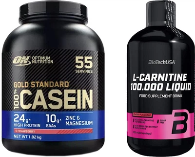 Zestaw Białko Optimum Nutrition Gold Standard 100% Isolate 930 g Strawberry (5060469987415) + Spalacz tłuszczu Biotech L-Carnitine 100 000 Liquid 500 ml Cherry (5999076204489)