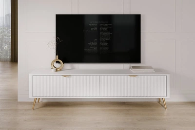 Тумба під ТБ Perfect Home Ланте / Lante 2D/200 2-дверна із золотими ніжками Білий