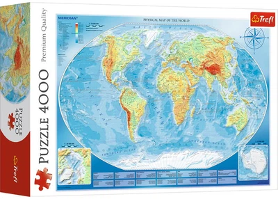 Пазл Trefl Большая физическая карта мира, 4000 эл. (45007)