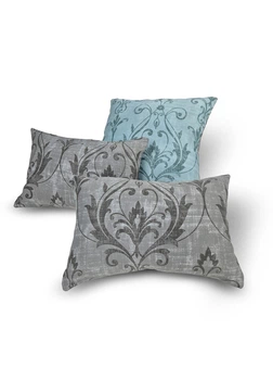 Комплект декоративных подушек Firanka Damask 44х30см 2шт 43х43см 1шт серый и бирюзовый (п_0815)
