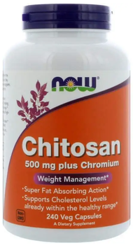 Хітозан та хром для схуднення Now Foods Chitosan 500 мг 240 капсул в упаковці (ARE-575084)