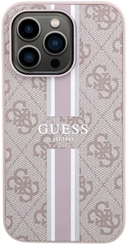 Панель Guess 4G Printed Stripes MagSafe для Apple iPhone 15 Pro Pink (3666339203504)