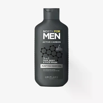 Средство для душа, волос и умывания 3 в 1 North for Men Active Carbon Oriflame 250 мл
