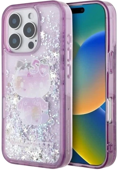Панель Hello Kitty Liquid Glitter 50TH Anniversary Party для Apple iPhone 16 Pro Purple (HKHCP16LL50PPU)