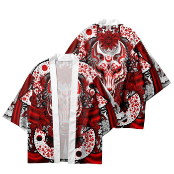 Плащ Хаори Накидка в японском стиле Маска лисы Кицунэ Kitsune Fox Mask H N KFM 02