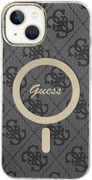 Etui plecki Guess IML 4G MagSafe do Apple iPhone 15 Plus/14 Plus Black (3666339194550)