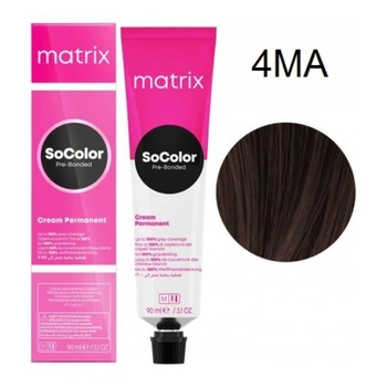 Краска Matrix SoColor Pre-Bonded Cream Permanent(Mocha Colors) - 4MA шатен мокка (шоколадний) попелястий-90мл.