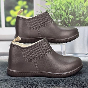 Зимние женские калоши Dago Style шоколадного цвета на меху 40р (26 см) 4551