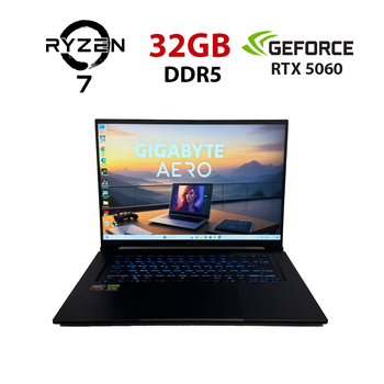 Игровой ноутбук Gigabyte Aero X16 1VH / 16" (2560x1600) IPS / AMD Ryzen Al 7 350 (8 (16) ядер по 2.0 - 5.0 GHz) / 32 GB DDR5 / 1000 GB SSD / nVidia GeForce RTX 5060, 8 GB GDDR7, 128-bit / WebCam б/у