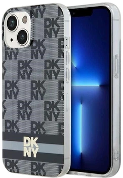 Etui DKNY IML Checkered Mono Pattern & Printed Stripes MagSafe do Apple iPhone 15 Plus / 14 Plus Black (3666339269364)
