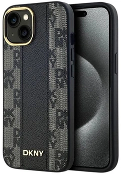Etui DKNY Leather Checkered Mono Pattern MagSafe do Apple iPhone 15 Plus / 14 Plus Black (3666339259846)