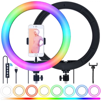 Кольцевая LED лампа MJ33, 33 см, с RGB
