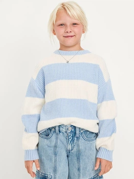 Подростковый вязанный оверсайз-свитер Old Navy 1159847971 (Белый/Голубой XXL) на рост 158-163 см