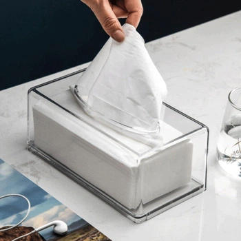 Диспенсер для серветок прозорий 21×12×9 см, пластиковий контейнер (051-WHITE)