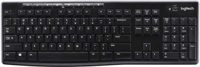 Клавіатура бездротова Logitech K270 US Wireless Black (920-003736)