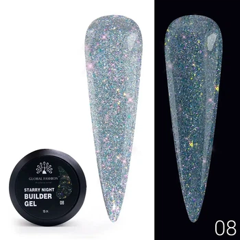 Гель для моделювання нігтів Global Fashion Starry night builder gel 15 гр колір 08