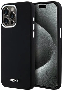 Панель DKNY Liquid Silicone Small Metal Logo MagSafe для Apple iPhone 15 Pro Max Black (3666339265748)