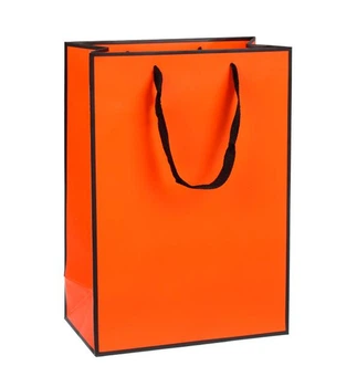 Подарочный пакет "Orange and black", 15*6*20 см., ламинированный картон