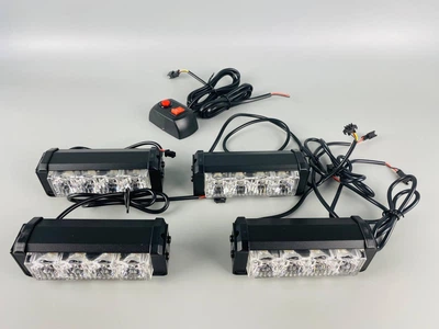 Стробоскоп комплект LED 4шт 12В/24В (120ммx40ммx50мм) + пульт, 16 вариантов янтарной вспышки.