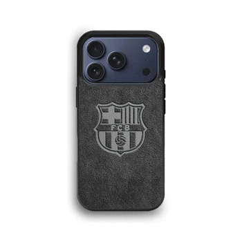 Чохол із преміальної Алькантари для iPhone 17 Pro Max FC Barselona сірий with MagSafe
