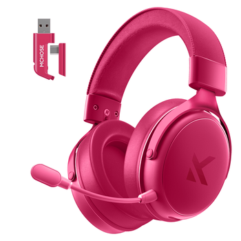 Бездротові ігрові навушники Mchose V9 Pro / Bluetooth / Об'ємний звук 7.1 / 2.4G / Pink