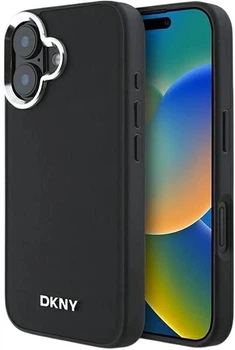 Панель DKNY Plain Silver Logo MagSafe для Apple iPhone 16 Black (3666339333225)