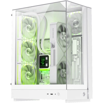 Корпус компьютерный с тройным стеклом и ARGB-вентиляторами GameMax T20 WH Mid Tower Micro-ATX сталь White