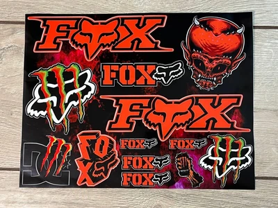 Наклейки Monster Energy FOX пак наклейок вінілових для Мото скутер мопед . Цвет Оранжевый