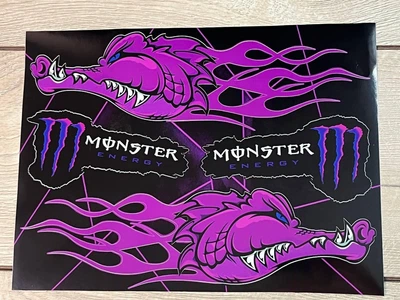 Наклейки Monster Energy Crocodile Крокодил Дракон пак наклейок вінілових для Мото скутер мопед . Цвет фиолетовый