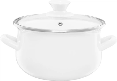 Каструля Emalia Olkusz Pyza емальована з кришкою Біла 16 см 2 л (5904134611093)