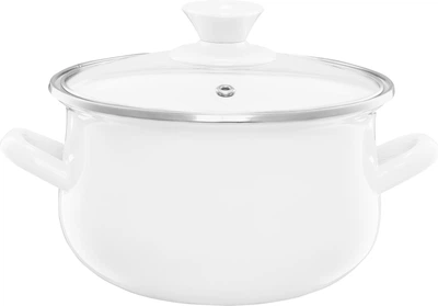 Каструля Emalia Olkusz Pyza емальована з кришкою Біла 20 см 3.8 л (5904134611116)