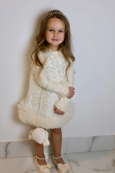 Дитячий комплект кофта, сарафан, сумочка GMK Kids 104 см молочний