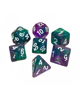 Набор кубиков - Double Glitter 7 Dice Set - Green-Pink