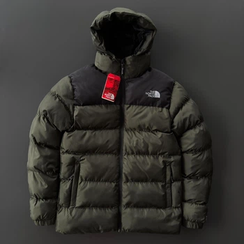 Зимова тепла куртка THE NORTH FACE хакі з водовідштовхувальної, непродувної плащівки з наповнювачем холлофайбер, S