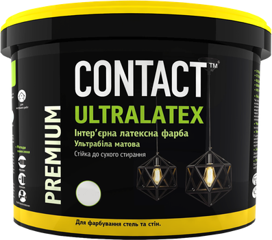 Интерьерная акриловая краска для потолков и стен Днепр-контакт Ultralatex 1.4 кг