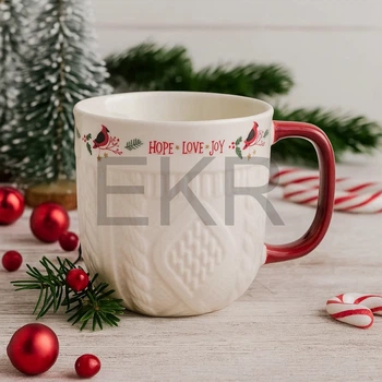 Порцеляновий кухоль "Happy Holidays" з в'язаним орнаментом, 345 мл (311-119-2)