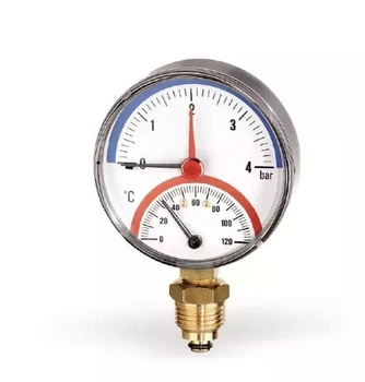 Термоманометр радіальний Watts 0-120°C 0-4 bar 1/2" 80мм PL4204BD02