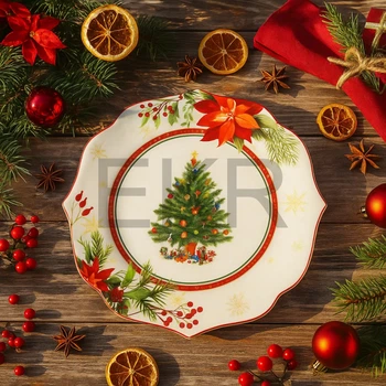 Новорічна порцелянова обідня тарілка Christmas Story 27.5 см — святковий декор столу (149-041)