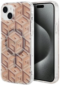 Etui plecki Guess IML GCube MagSafe do Apple iPhone 15/14/13 Brown (3666339222123)