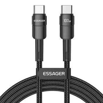 Дата кабель Essager 100W PD, QC та PPS USB-C to USB-C 1 метр (чорний)