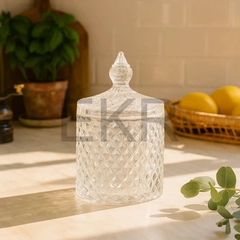 Цукорниця 300мл з кришкою скляна Crystal , Прозора (992-281)