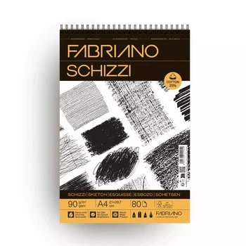 Альбом для графики и рисунка Fabriano Schizzi Sketch, А4, 80 листов, 90 г/м2, 20% хлопка, на спирали, (19100714)