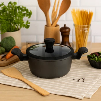 Кастрюля (казан) з алмазним покриттям та скляною кришкою, 5.1 л (26x11,5 см) Edenberg EB-3487
