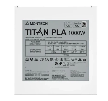 Блок питания 1000 Вт, Montech TITAN PLA, White