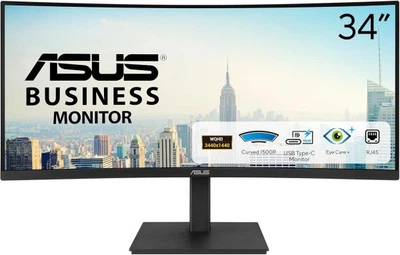 Монітор Asus 34" va34vcpsr hdmi, dp, usb-c, 3xUSB, rj-45, mm, va, 3440x1440, 21:9, 100Hz, 4ms, curved, AdaptiveSync, has 90lm08jj-b0217
