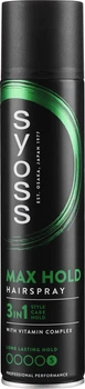 Лак для волосся максимально сильна фіксація 48 годин Syoss Max Hold Hairspray 300ml.
